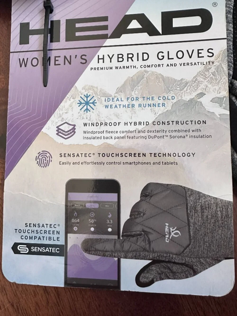 HEAD Women’s Large Windproof Hybrid Gloves Gray Sensatec Touchscreen for Phones